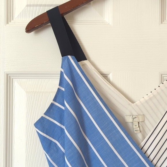 Joie Editha Striped Colorblock Sleeveless V-neck A-Line Mini Wrap Dress Medium - Picture 4 of 16